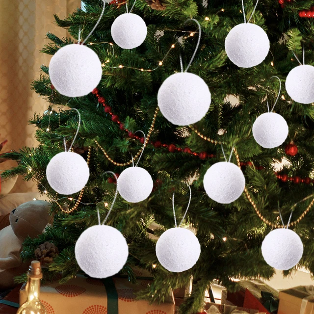 6個白ボールクリスマスオーナメント4/6/8センチメートル泡ボール ...