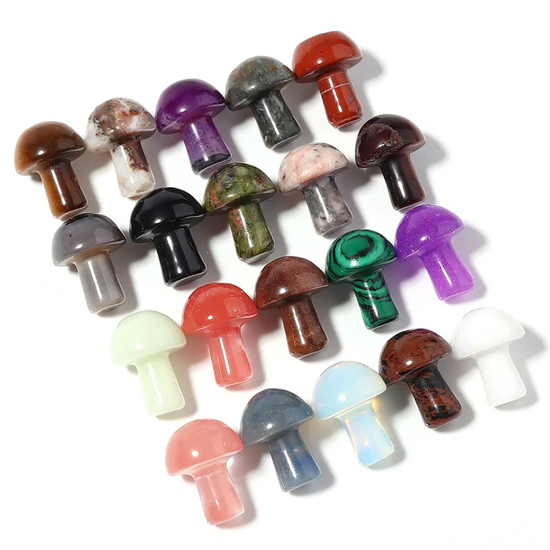 

2CM Mushroom Reiki Healing Chakra Natural Stone Ornament Quartz Mineral Crystal Tumbled Gemstone Home Decoration Jewelry Making