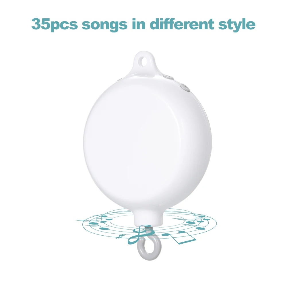 Music Box Rotary Baby Crib Bed Toy Musical Mobiles 35 Songs Music Box Remote Control Movement Bells Kids USB Line
