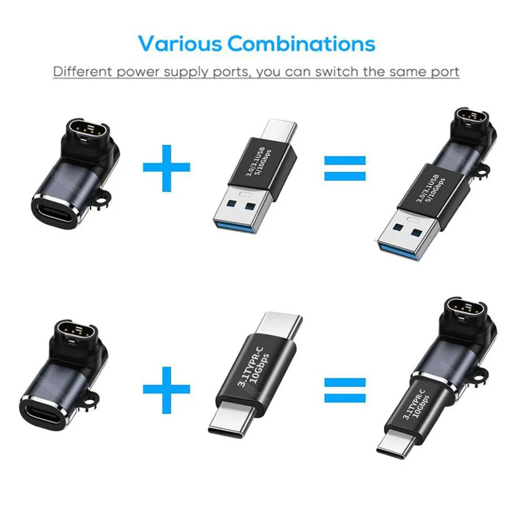 Adattatore Caricabatterie Per Orologio Garmin Con Connettore Da Tipo C A Usb A/C, Kit Convertitore Di Ricarica Rapida Per Fenix 7/7S/7X, Instinct 2/2S