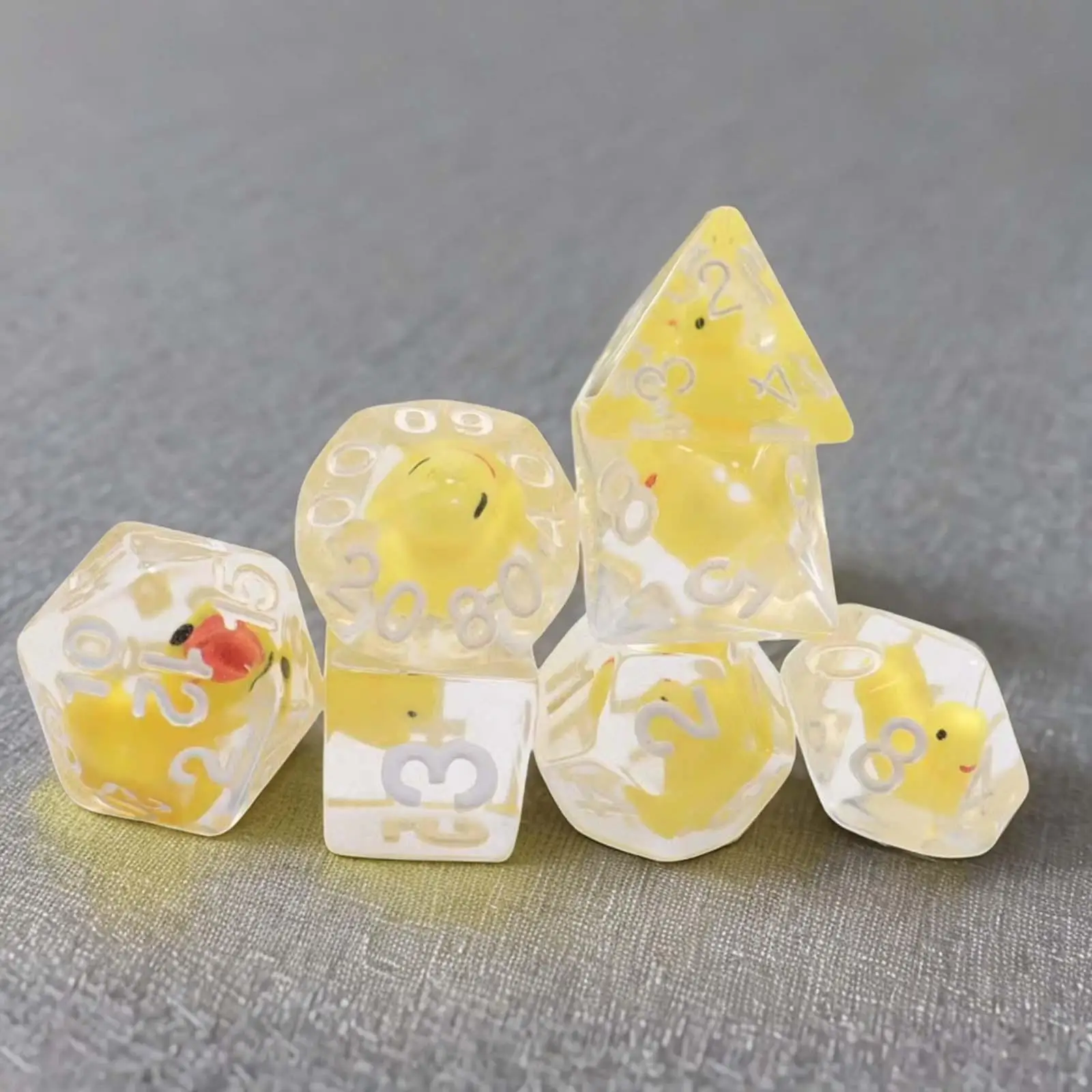 7x Polyhedral Dices Filled with Ducks Animal D4 D8 D10 D12 D20 Multi Sided Dices for KTV Role Playing Game Board Game Card Games 4
