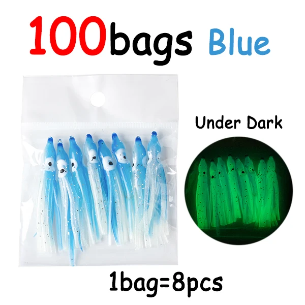 100Bags=800Pcs 5cm Saltwater Fishing Tackle Soft Squid Skirt Lure
