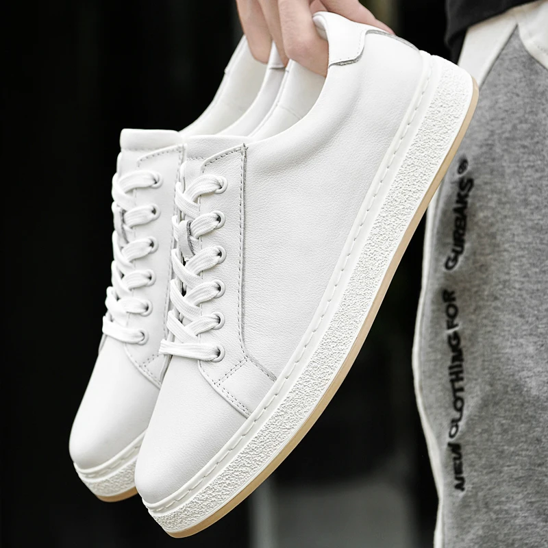 Chaussures de skate en cuir véritable – baskets casual homme_voghion.com