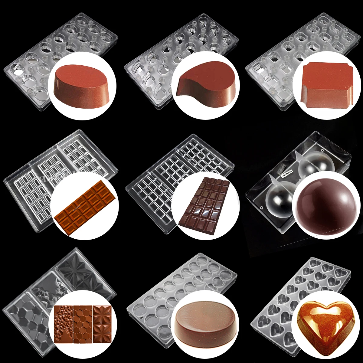 3D Chocolate Mold for Chocolate Bonbons Candy Heart Polycarbonate Mould Baking Pastry