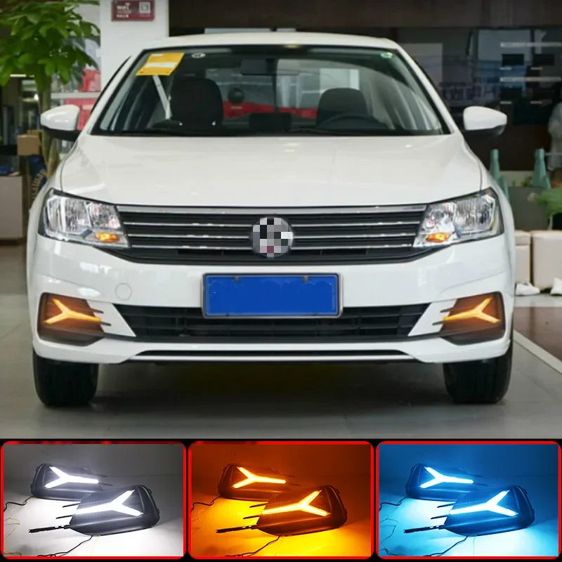 

1 Pair For Volkswagen VW Lavida 2019 with Yellow Trun Signal Light Blue Night Lamp LED DRL Daytime Running Light