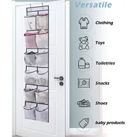 12 Pockets Over the Door Shoe Organizer Large Mesh Pockets With 2 Hooks Transparent Fabric Shoe Rack Storage Bag For Bedroom 2