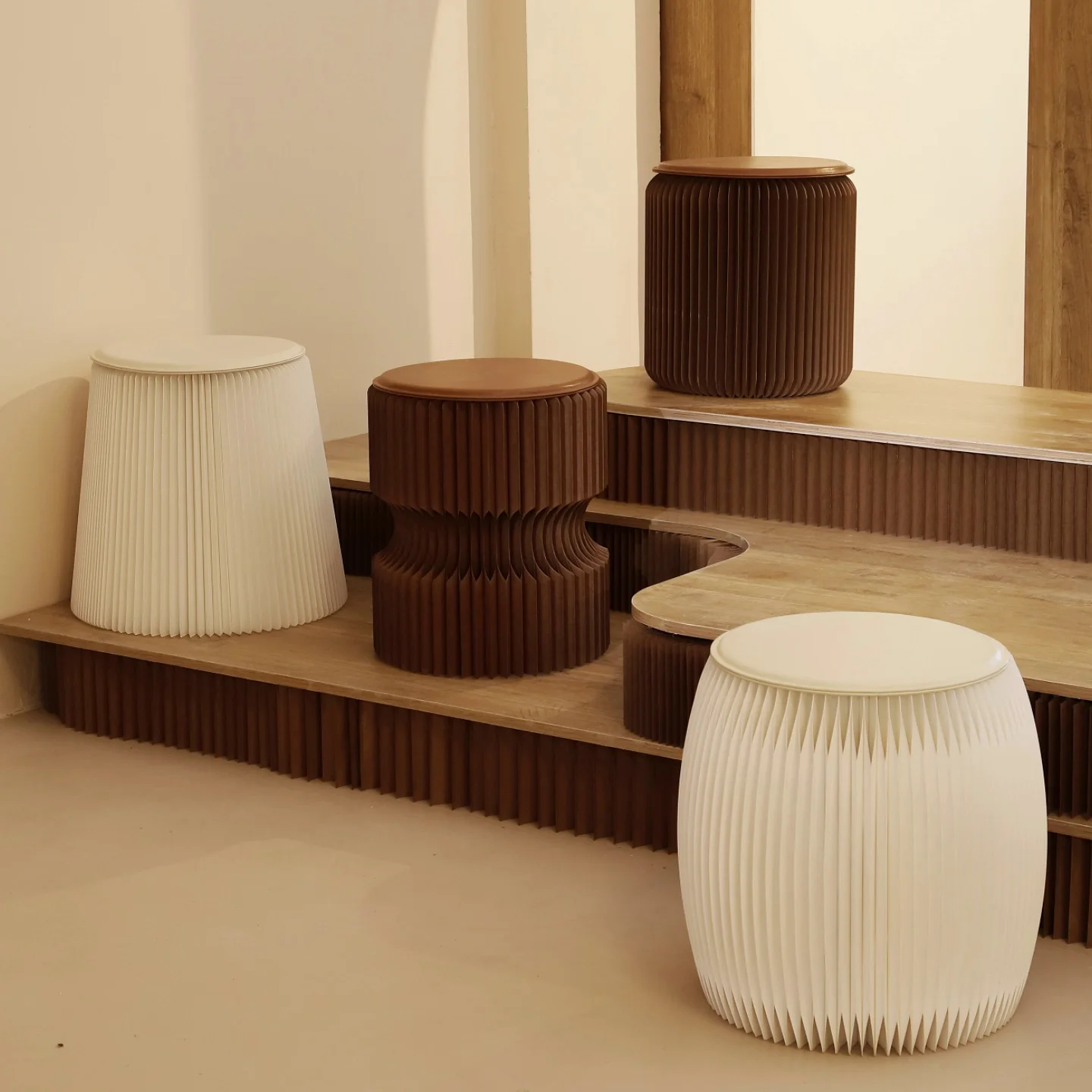 

Organ paper stool foldable stool brown paper round stool low stool entry living room porch shoe stool