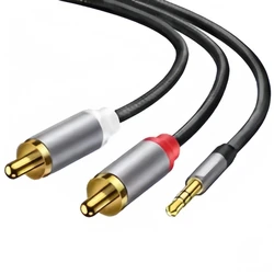 Premium 3.5mm to RCA Audio Splitter Cable - High - Fidelity Sound Connection Adapter - 3m (Grey)