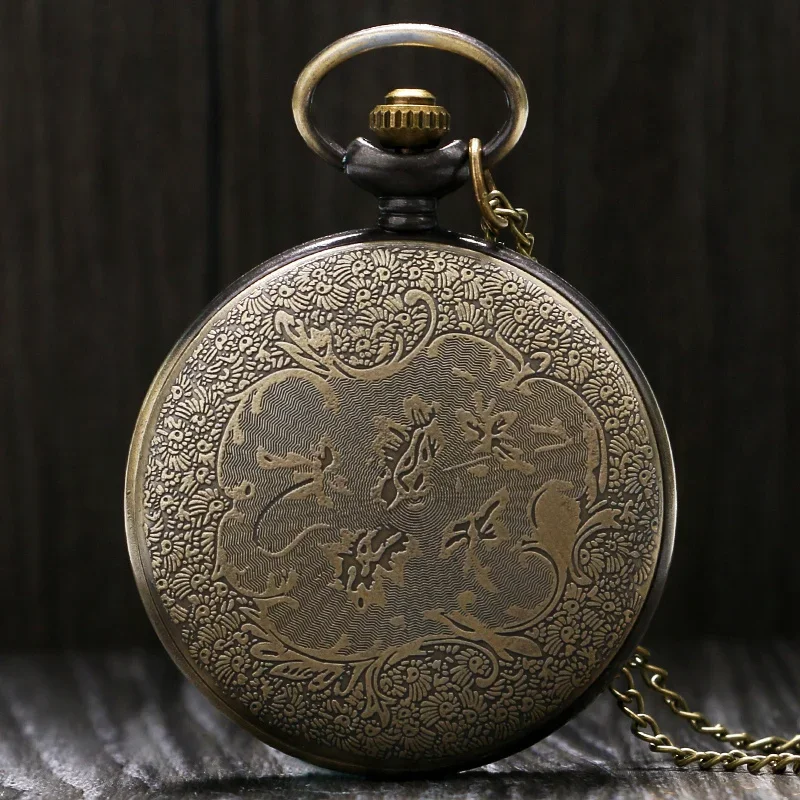 Vintage Triangle Valknut Norse Vikings Bronze Quartz Pocket Watch Necklace Chain Three Interlocking Fob Watch Friendship Gifts