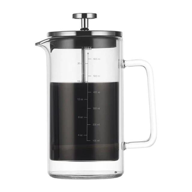 Double Wall Glass French Press, Coffee, 20oz Tea Kettle, Heat