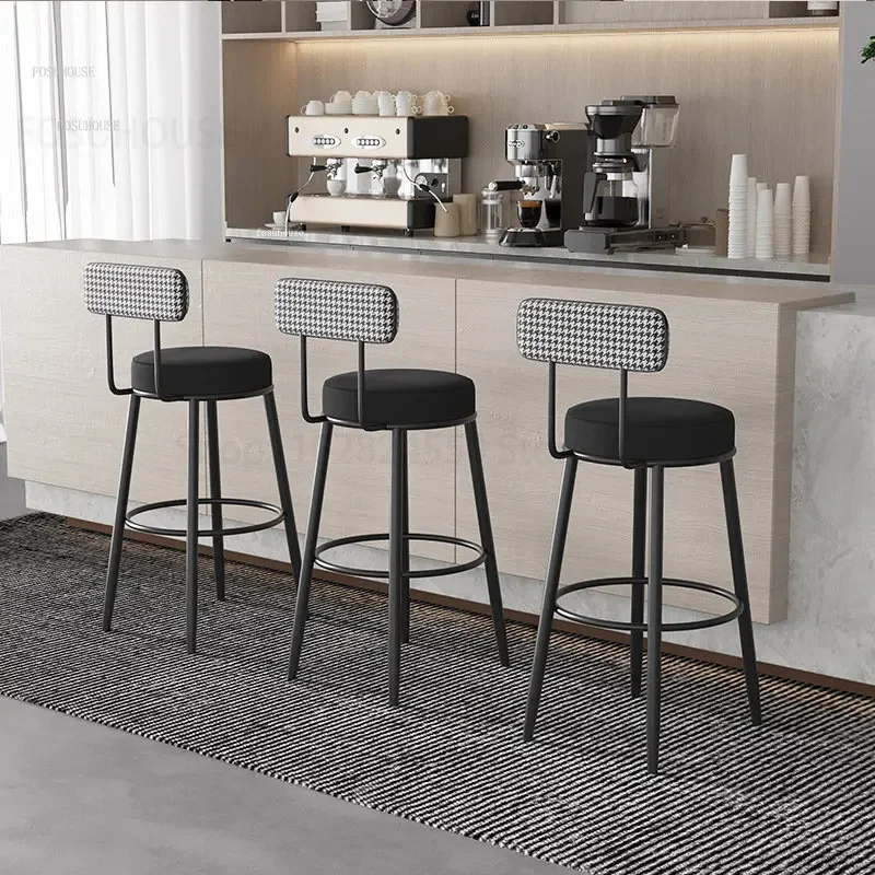 Luxury Light Bar Chairs Iron Home Bar Stools For Kitchen Furniture Front Desk High Chair Chaises Salle Manger Furniture