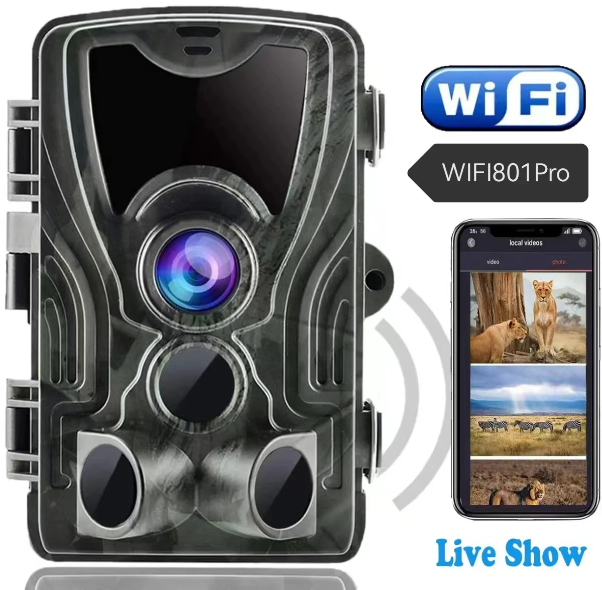 Hunting Trail Camera 4K Video Live Show 30MP APP Bluetooth Control