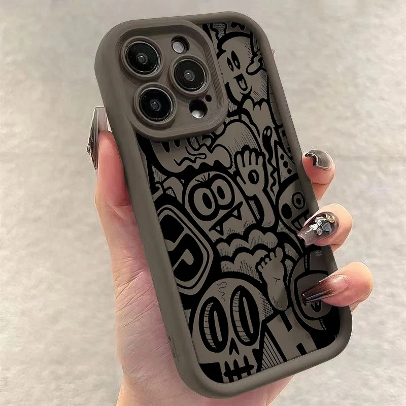 Black Graffiti Matte Silicone Phone Case