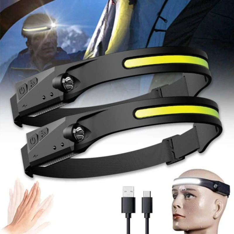 

LED Induction Headlamp Rechargable led Flashlight Strong Light 18650 Built-in Battery Head Torch Outdoor Camping Fishing Lantern