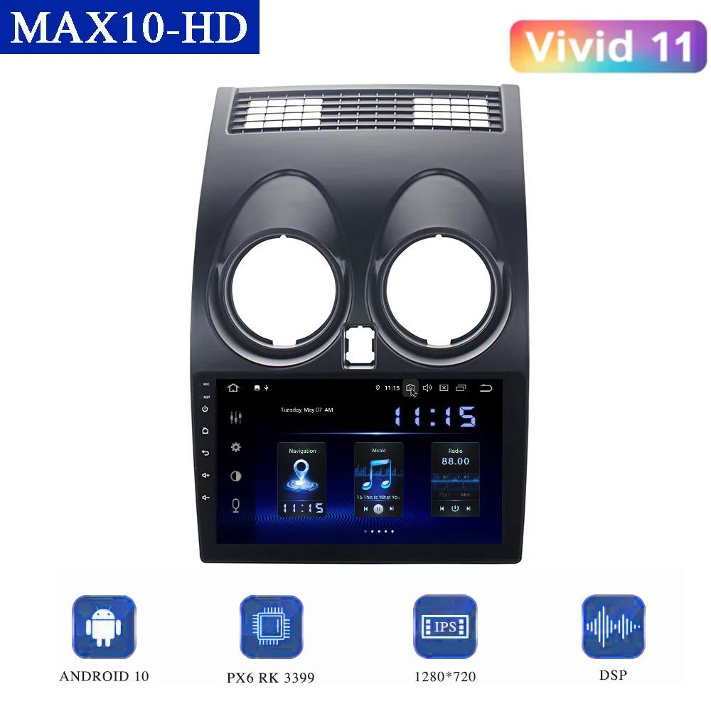 

Dasaita for Nissan Qashqai J10 2008-2014 10.2" Android 10.0 Car Multimedia Player Radio GPS CarPlay DSP 64GB Rom 1280*720 Screen