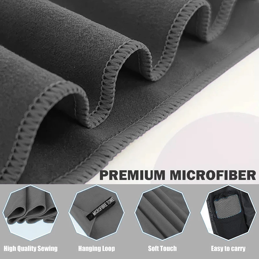1-pcs Quick drying microfibre sports towel, lightweight and fast drying travel towel, ideal for camping, hiking, gym, yoga. 3