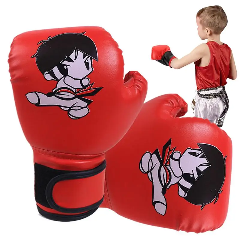 Boxing Gloves For Kids Cartoon PU Leather Heavy Bag Gloves Home Gym Training Device Sparring Gear For Kids Kickboxing Muay Thai