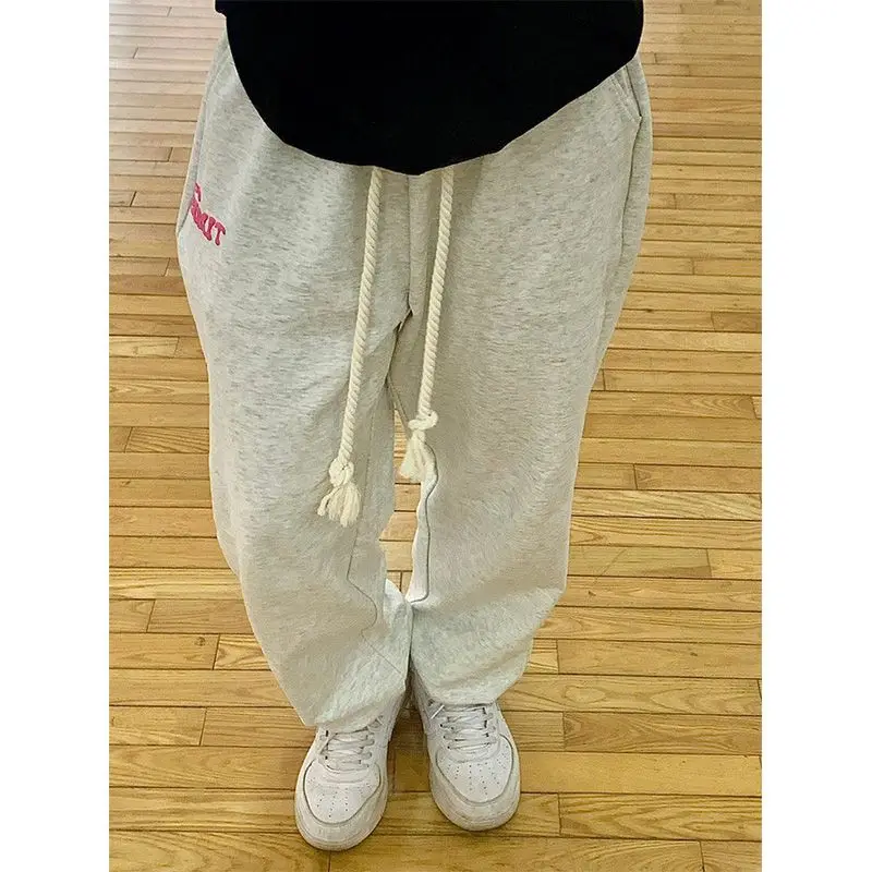 

New American Loose Drawstring Print Sports Sweatpants High Waist Wide Leg Casual Pants Women Spring and Autumn