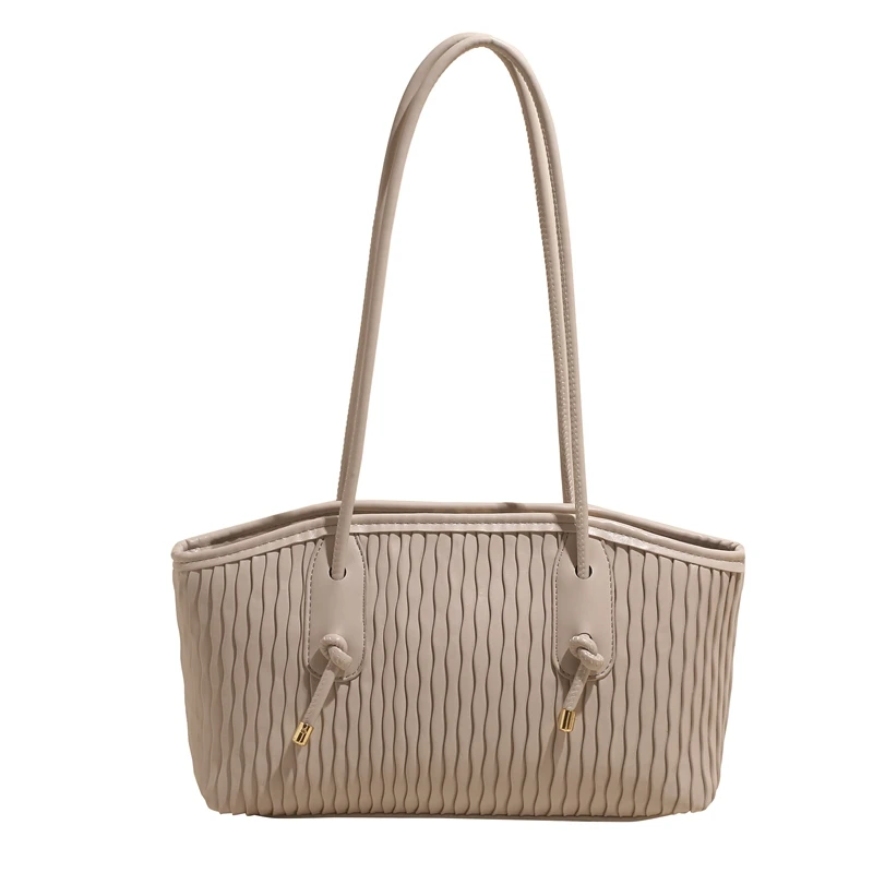 PU Leather Pleated Shoulder Bag with Adjustable Strap Underarm Bag Large Commuter Bag for Women Work Shopping Travel