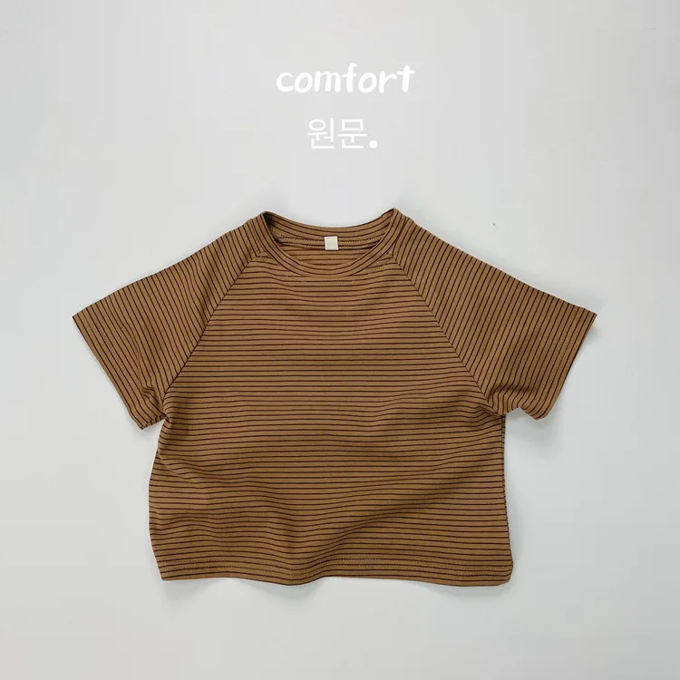 Summer Fashion Children Clothes Boy Girl Baby Loose Striped Basic Short Sleeve T-shirt Thin Kids Cotton Tees Toddler Casual Tops