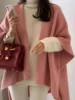 Design Sensation Pure Color Open Cardigan Asymmetrical Lazy Sle Sweater Knitted Loose oulder awl Women's Faion