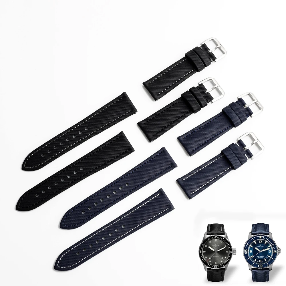 Deluxe Sailcloth Watch Band with Handmade Stitching and Quick Release Strap
