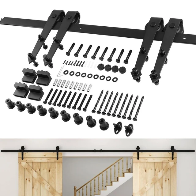 HOMCOM Herraje para Puerta Corredera 200 cm Kit de Accesorios para Puerta  Corrediza de Madera con 2 Rieles de Acero al Carbono Carga 40 kg 200x0.6x18  cm Negro - Conforama