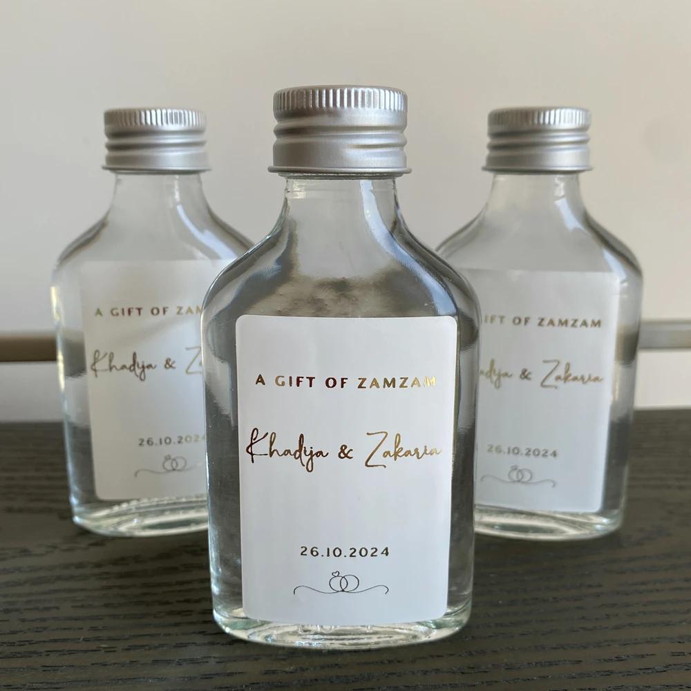 60 A gift of Zam Zam Bottle Stickers Personalized name Nikkah Wedding  Labels - AliExpress, image size:1000x1000