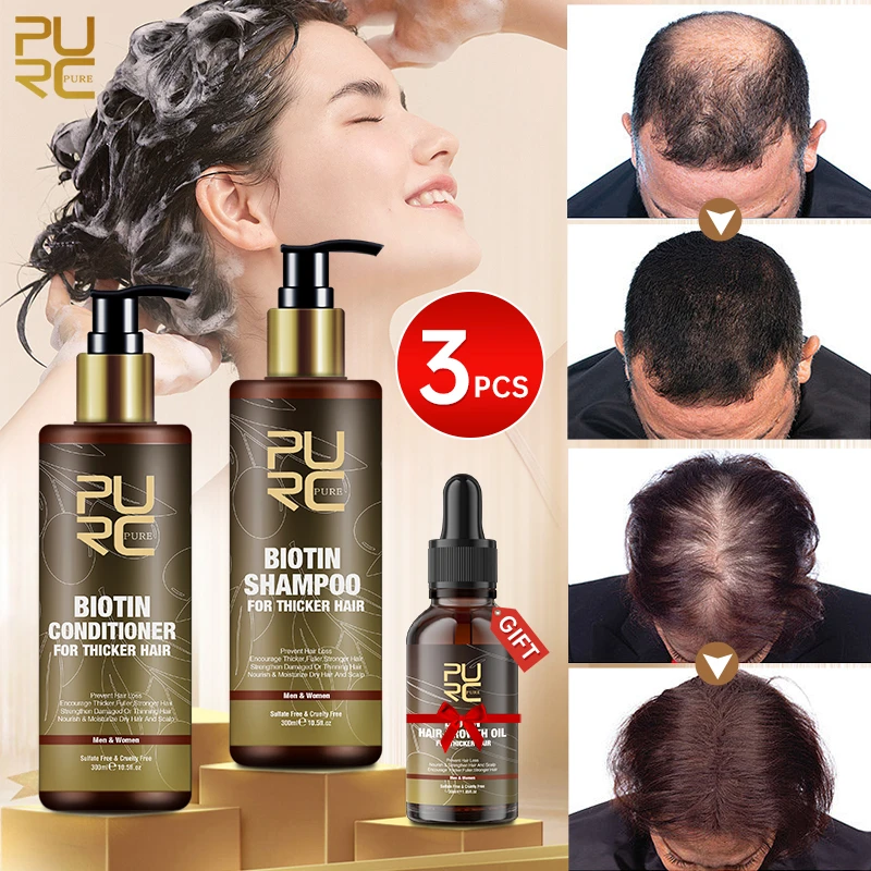 Purc 3pcs Fast Hair Growth Set Biotin Ginger Essential Anit Hair Loss  Thickener Serum Shampoo And Conditioner Kit For Men Women - Hair Loss  Product Series - AliExpress