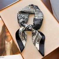 2024 New Women's Silk Satin Hair Scarves Fashion Square Printed Headscarf 70cm Professional Accessories Designer Scarf Headband 1