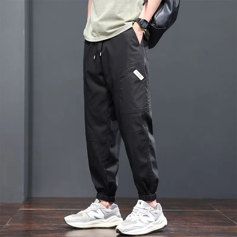 2023 Autumn Winter KPOP Fashion Style Harajuku Slim Fit Trousers Loose Casual All Match Leggings Solid Pockets Man Cargo Pants