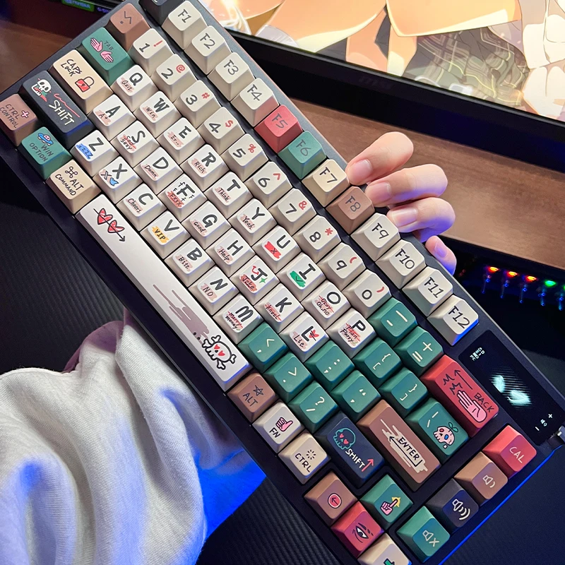 Echome-pbt Custom Retro Keyboard Cap Grupo Rua Graffiti Tema Perfil Cereja Acessórios Teclado Mecânico - Imagem 5