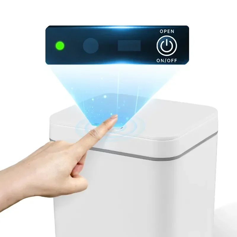 

With Waterproof Automatic Trash Sensor Bathroom Bin Induction Toilet Can Led Smart Lighting Lid Kitchen Garbage