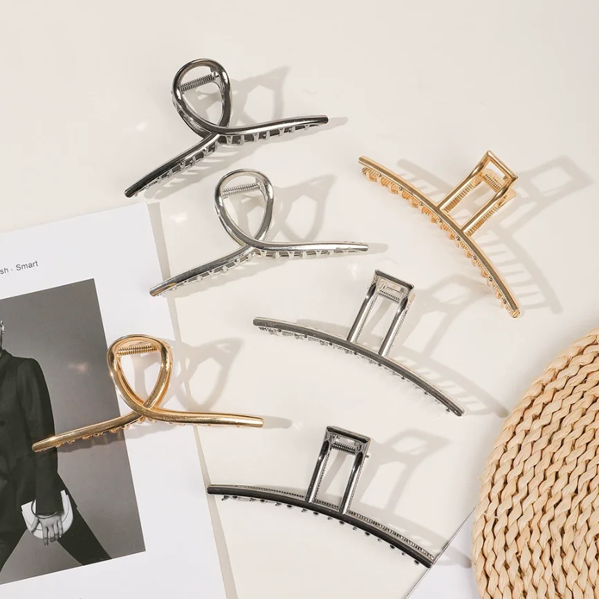 Neue Frauen Elegante Geometrische Haar Krallen Vintage Einfache Haar Clip Greifen Große Metall Haarnadeln Barrettes Mode Haar Zubehör