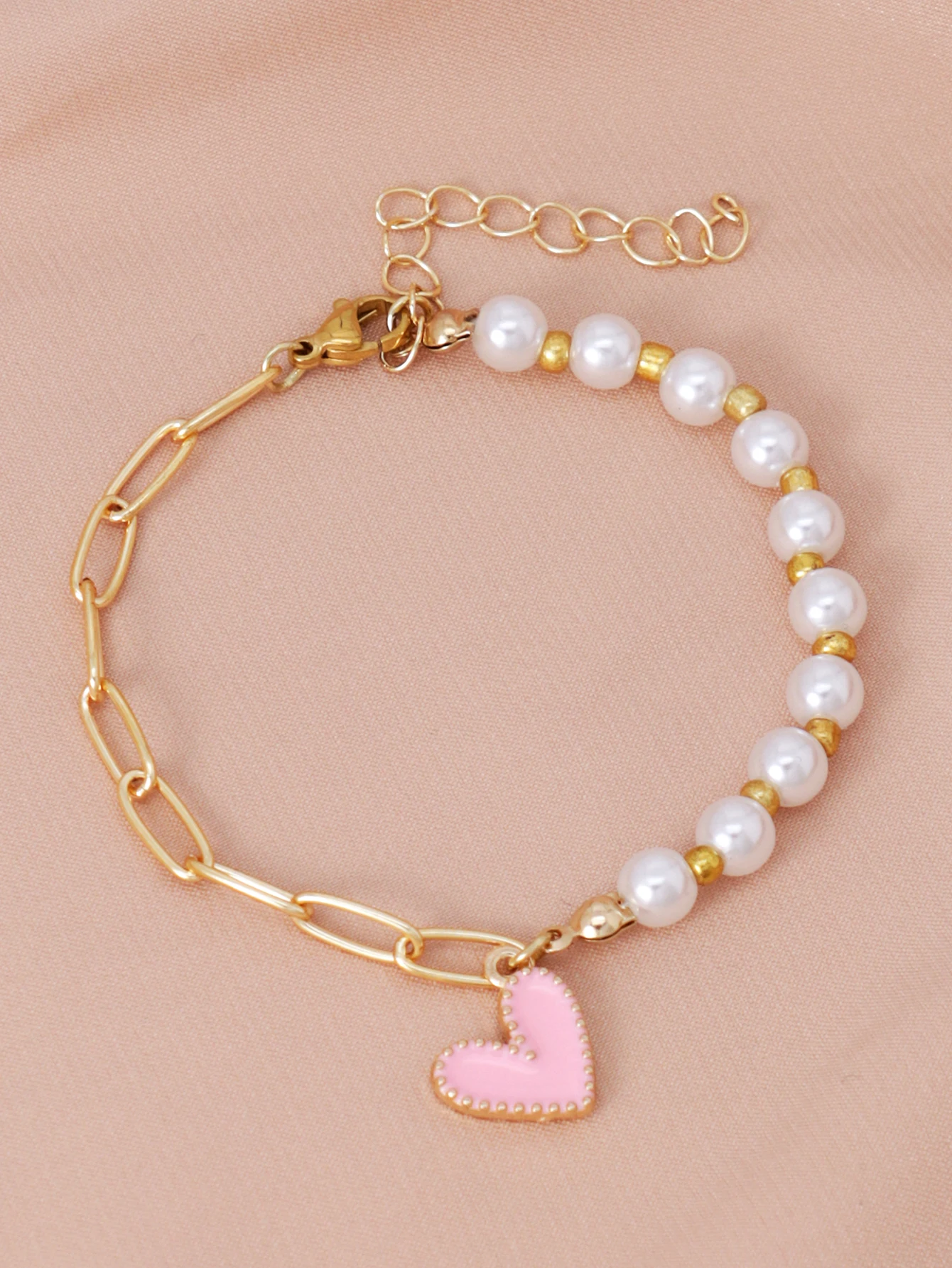 Fashion Bracelet Imitation Pearl Beaded Metal