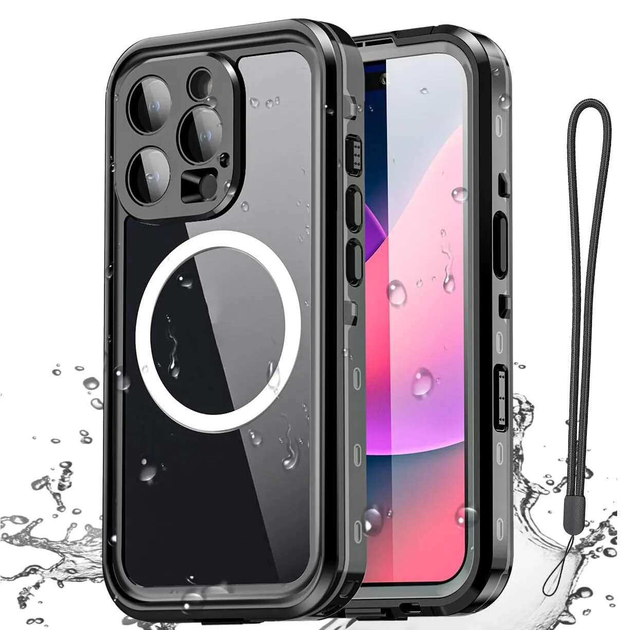 IP68 Waterproof Magnetic Case - Shockproof Secure Transparent Protection Cover