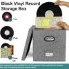 Simple Fabric Storage Box Foldable Covered Storage Box Large Capacity Dustproof Vinyl Record Organizer Box Home Supplies 1