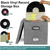 Simple Fabric Storage Box Foldable Covered Storage Box Large Capacity Dustproof Vinyl Record Organizer Box Home Supplies 1