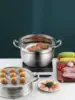 Steel Steamer Pot 2 Tier Food Steamer for Cooking Multipurpose Cookware with Tempered Glass Lid for Veg 3