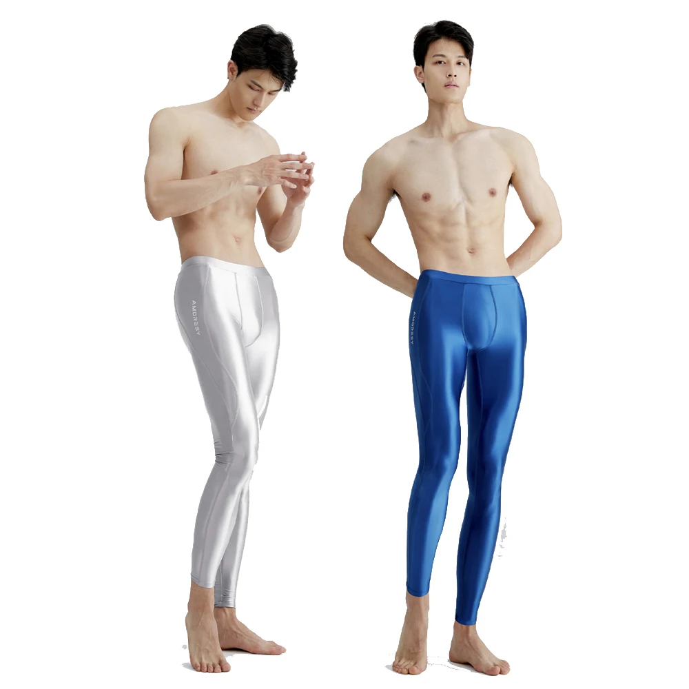 AMORESY-Ares Series Nude Men's Leggings, Basketball, Football, Breathable, High Brightness, Tight Elastic Fitness Pants 2