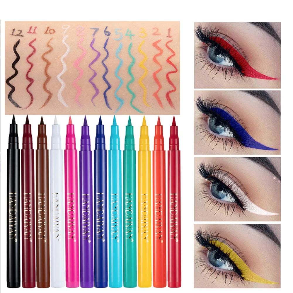 

Waterproof White Brown Red Blue Color Eyeliner Pen Liquid Eye Liner Linner Pencil Delineador Cafe Blanco De Ojo Colores Coreano