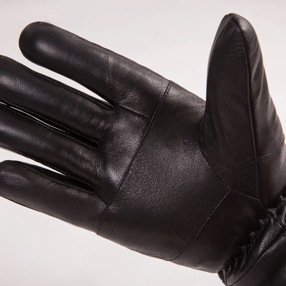 Men Sheepskin Leather Gloves for Winter Outdoor Warm