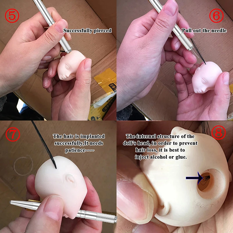 0,6mm 0,8mm Rerooting Nadel Puppe Haar Repaint Puppen Kopf Reborn Haar Verwurzelung Werkzeuge Perücke Machen Liefert Zubehör – Detail 4