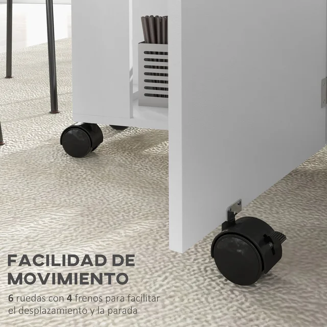 HOMCOM tavolo da pranzo pieghevole con ruote carico 80 kg 120x60x77 cm bianco 6