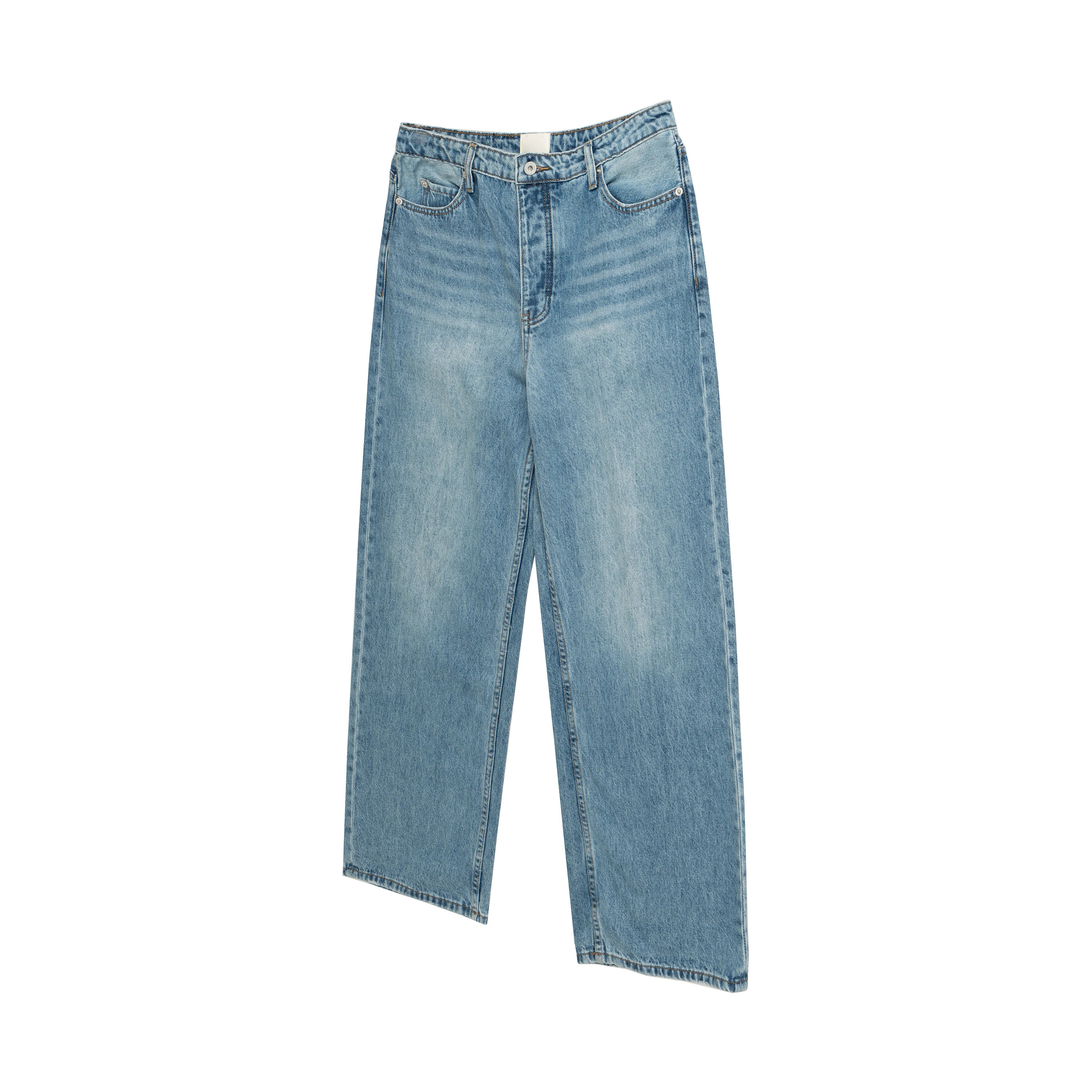 High Street Vintage Washed Blue Jeans for Men Straight Casual Loose Cleanfit Denim Trousers Oversized Cargo Pants 3