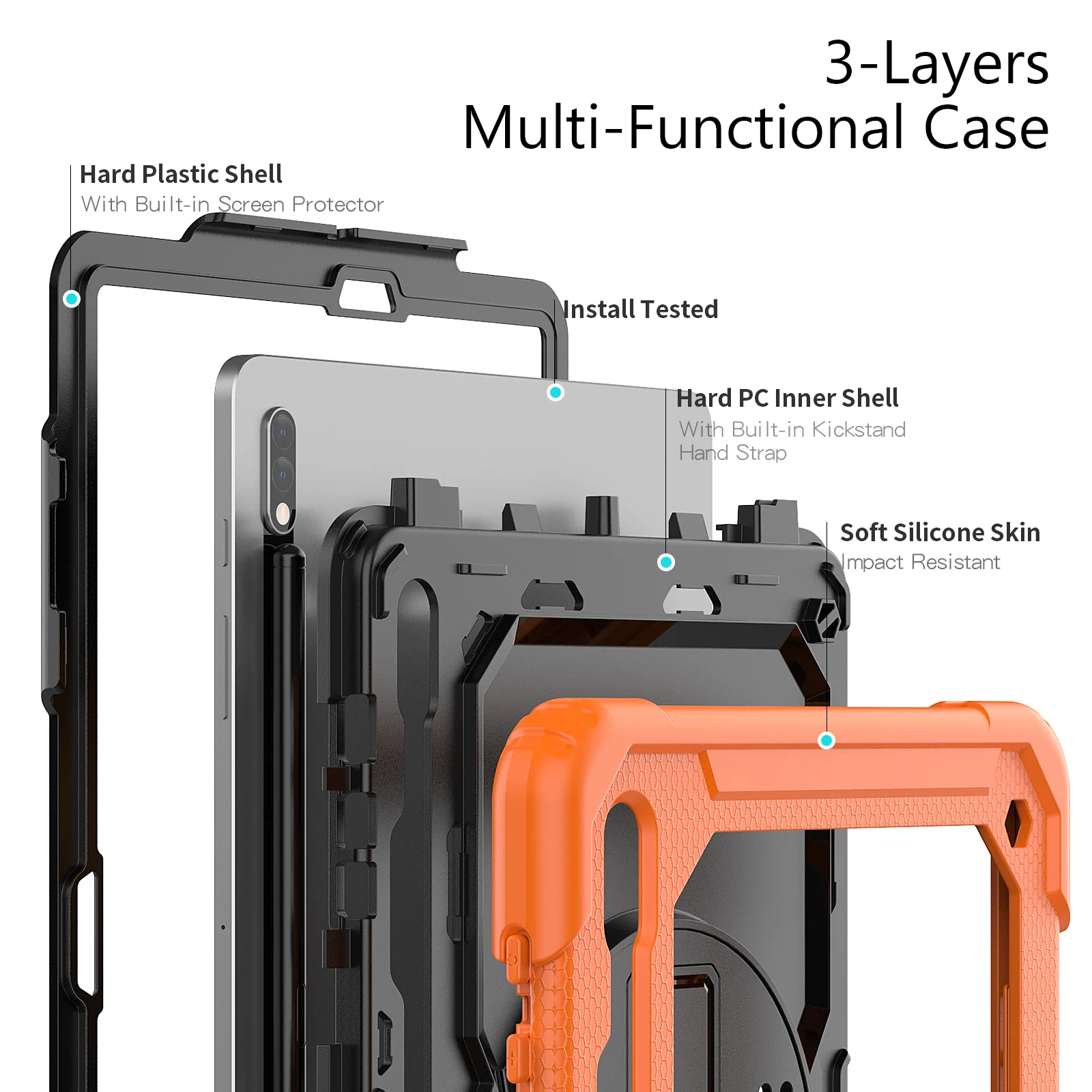 360 Rotation Hand Strap&Kickstand Funda Tablet Samsung Galaxy Tab S6 Lite 10.4 S7 /8 Plus 12.4 S8 Ultra 14.6 Protective Cover