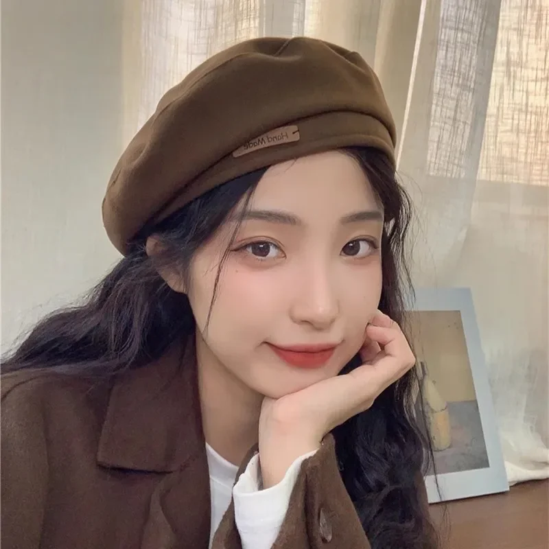 Beret Hat Woolen Beret Autumn Winter Woolen Hats British Style Retro Berets Caps for Women