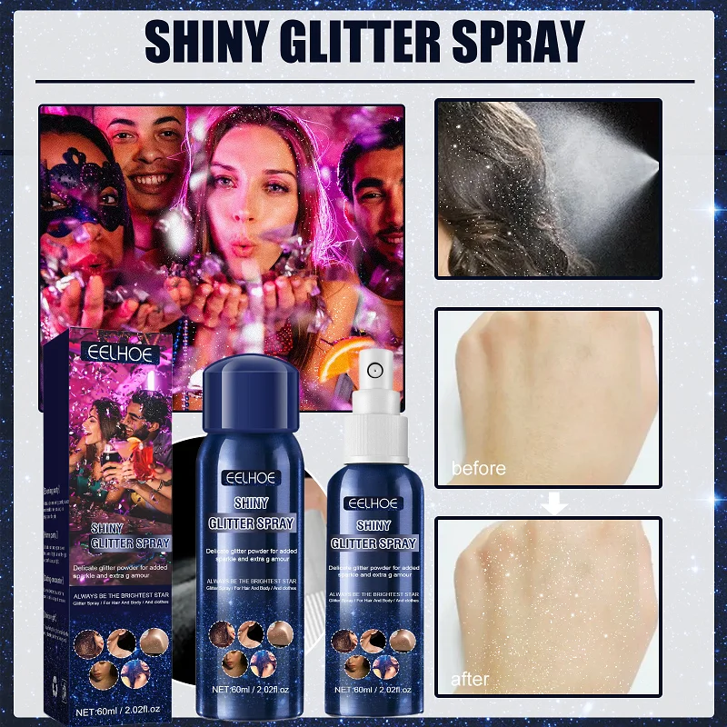 

Nightclub Party Flash Spray Halloween Glitter Spray Nightclub Party Body Starry Sky Flash Spray Prom Date Festival Makeup