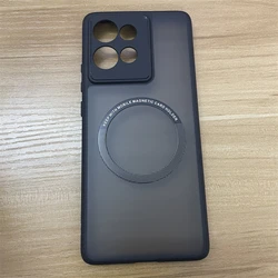 Clear Matte Frosted Magnetic Car Phone Case with Lens Protection - Motorola Moto G67 Power (Matte Black)