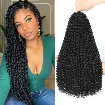 18“Passion Twist Hair 8Packs Freetress Water Wave Crochet Hair Synthetic Braiding Hair for Boho Locs, Faux Locs, Butterfly Style 1